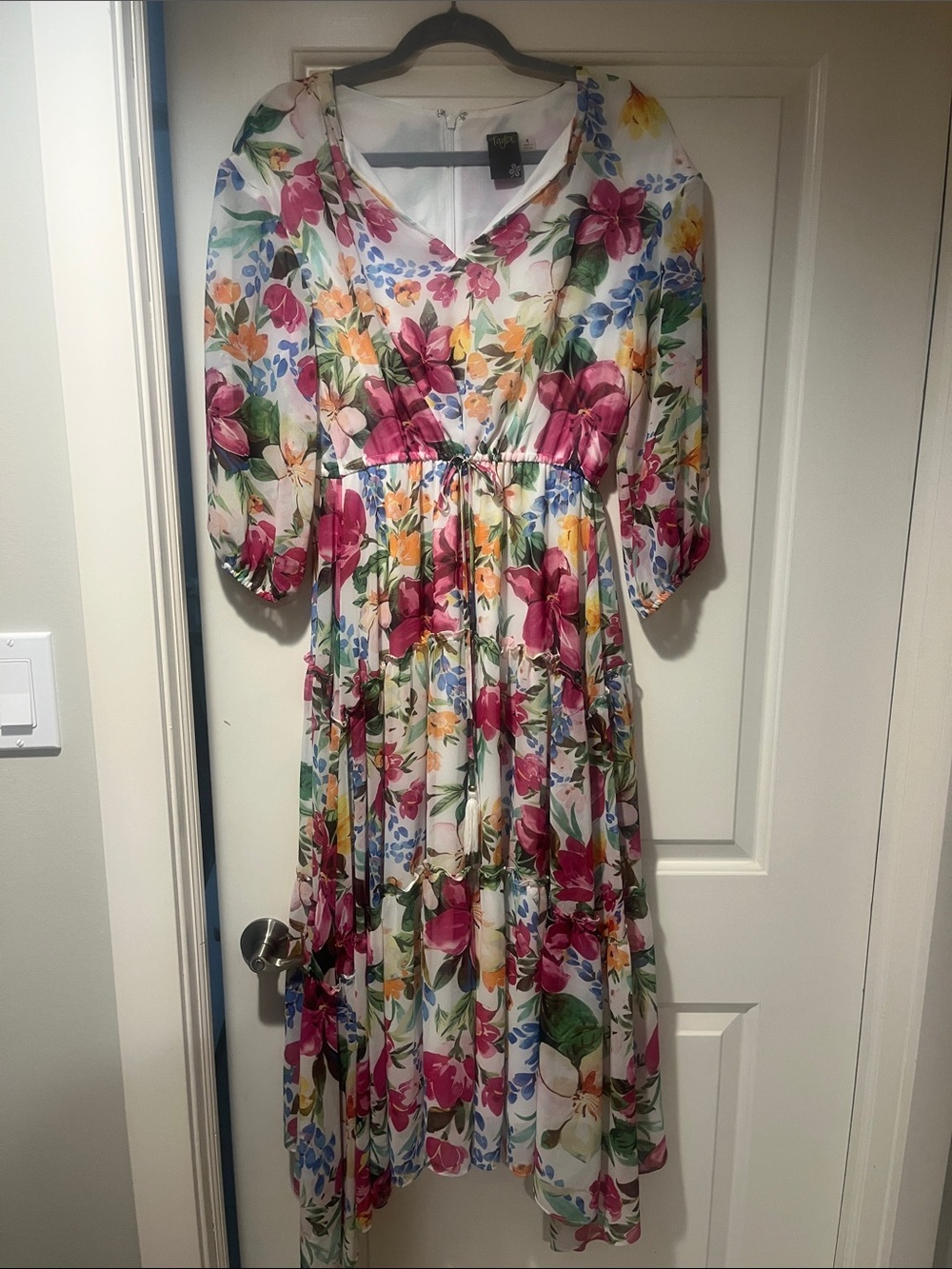 Taylor Cream Floral V-Neck Maxi Dress